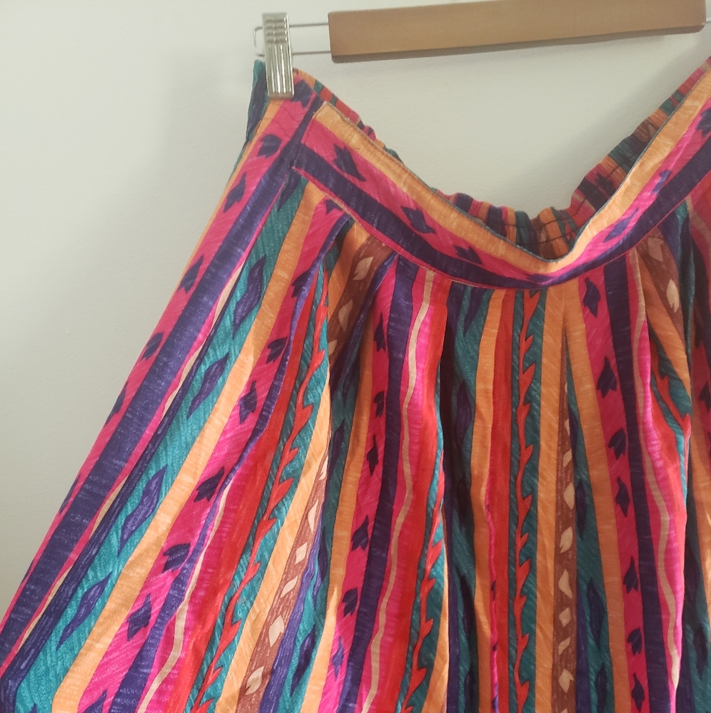 Vintage Kathi Lee Plus Colorful Striped Midi Skirt Size 18